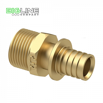 Муфта аксиальная, латунь наружная резьба 1612 желтый РТП (10250)