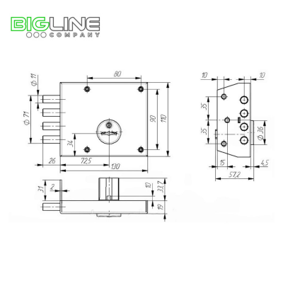 Замок ЗЕНИТ ЗН 4-2 медь накладной (10)1