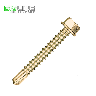 Шуруп с шестигранной головкой , со сверлом желтый