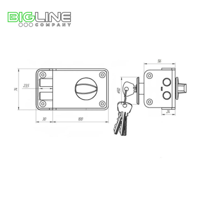 Замок ЗЕНИТ ЗН 1-3 бронза накладной цилиндровый (16)1