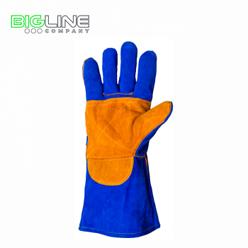 Краги спилковые синие с подкладом усиленные А0029